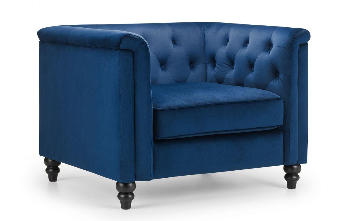 Blue Velvet Buttoned Armchair